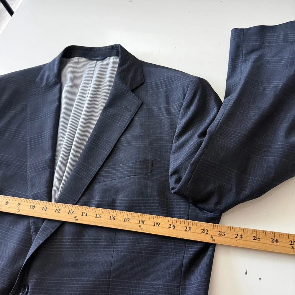 Brooks Brothers Explorer Regent Fit Blazer 46R Navy Blue Glen Plaid Wool Blend